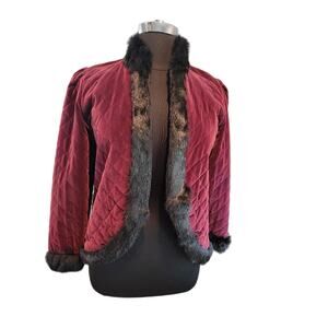 Vintage Jacques Saint Laurent Quilted Fur Trim Jacket - Sz M/L